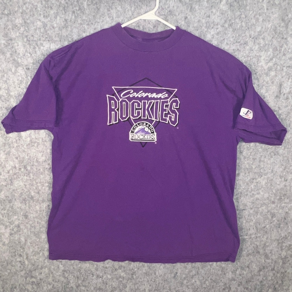 Vintage Logo Athletic Colorado Rockies Purple MLB T-Shirt Mens XL 90s Sportswear